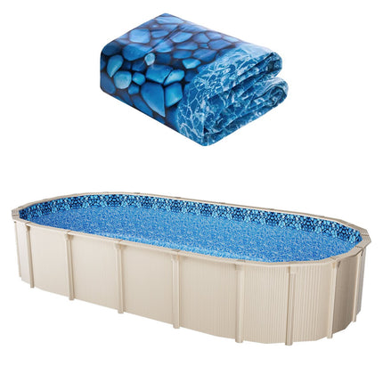 Oval Pool Liner 12 x 24 Ft, Overlap Vinyl, 48–54 In Walls