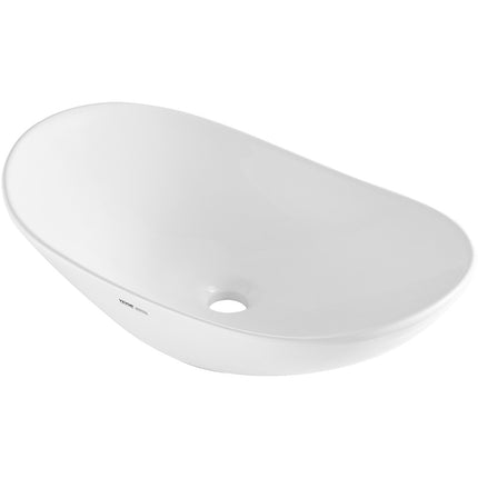 Oval Vessel Sink, White Ceramic Above-Counter 23.3 x 14.2 in