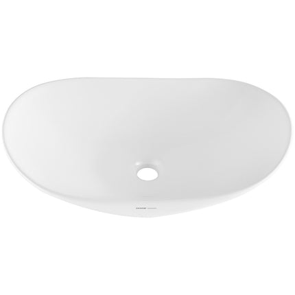 Oval Vessel Sink, White Ceramic Above-Counter 23.3 x 14.2 in