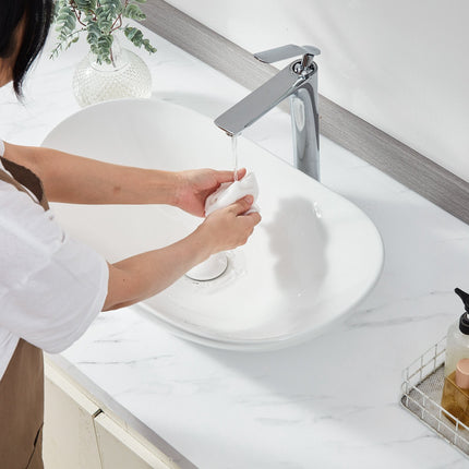 Oval Vessel Sink, White Ceramic Above-Counter 23.3 x 14.2 in