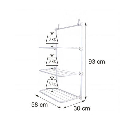 Over-Door Clothes Drying Rack, White, Steel, 93x58x30 cm