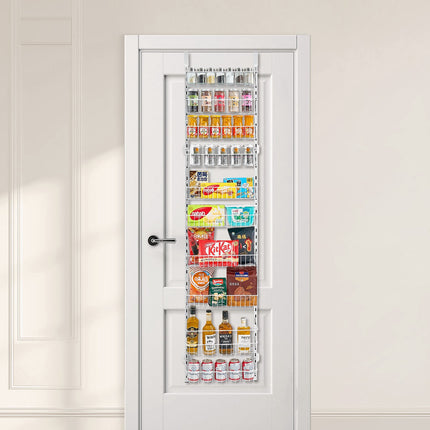 Over-The-Door Pantry Organizer, 10-Tier Adjustable Steel, White