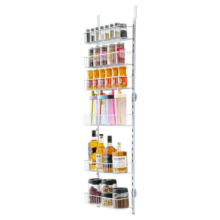 Over-The-Door Pantry Organizer, 6-Tier Adjustable Steel, White