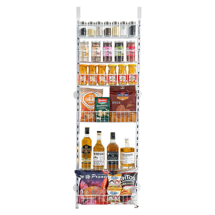 Over-The-Door Pantry Organizer, 6-Tier Adjustable Steel, White