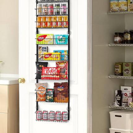 Over-The-Door Pantry Organizer, 8-Tier Steel, Black