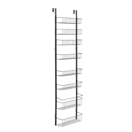 Over-The-Door Pantry Organizer, 9-Tier Steel Rack, Black