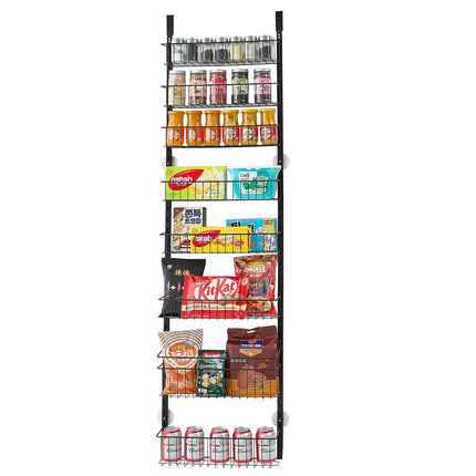 Over-The-Door Pantry Organizer, 9-Tier Steel Rack, Black