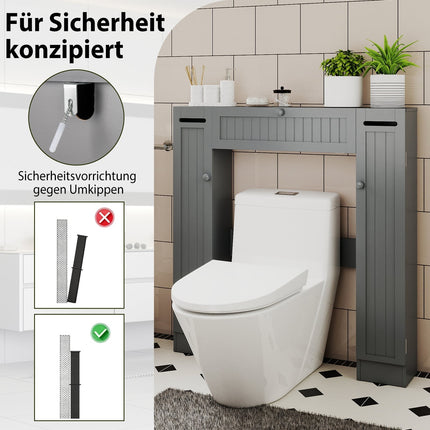 Koupelnová skříňka nad WC s nastavitelnými policemi, šedá
