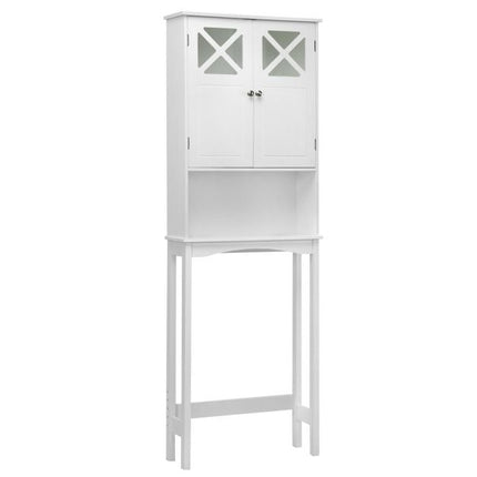 Koupelnová skříňka nad WC, 3patrová, skleněná dvířka