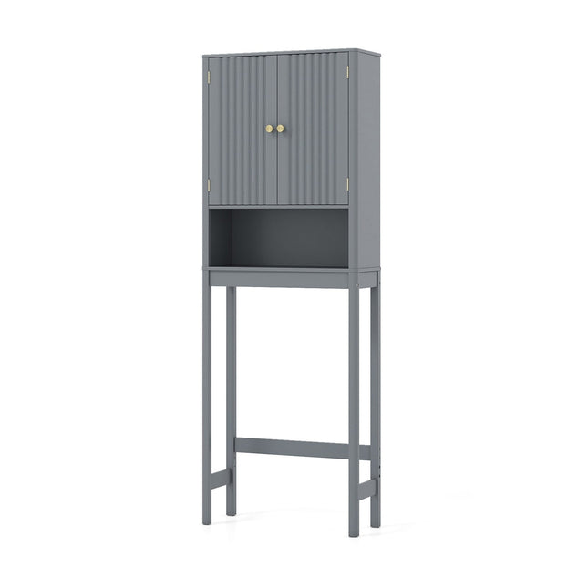 Bovenkast voor toilet met verstelbare plank, grijs MDF