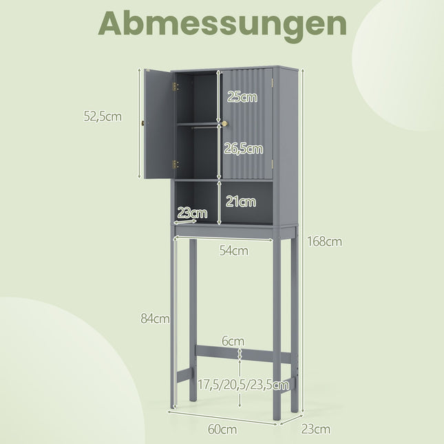 Bovenkast voor toilet met verstelbare plank, grijs MDF