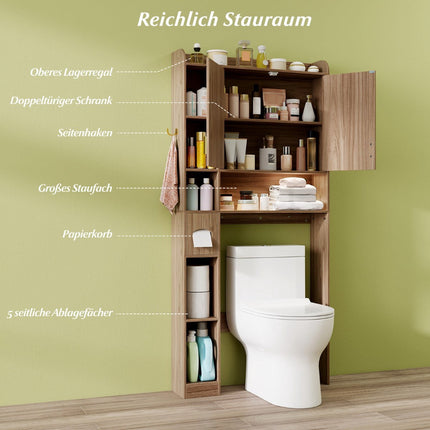 Over-Toilet Cabinet with LED Light, Adjustable Shelves