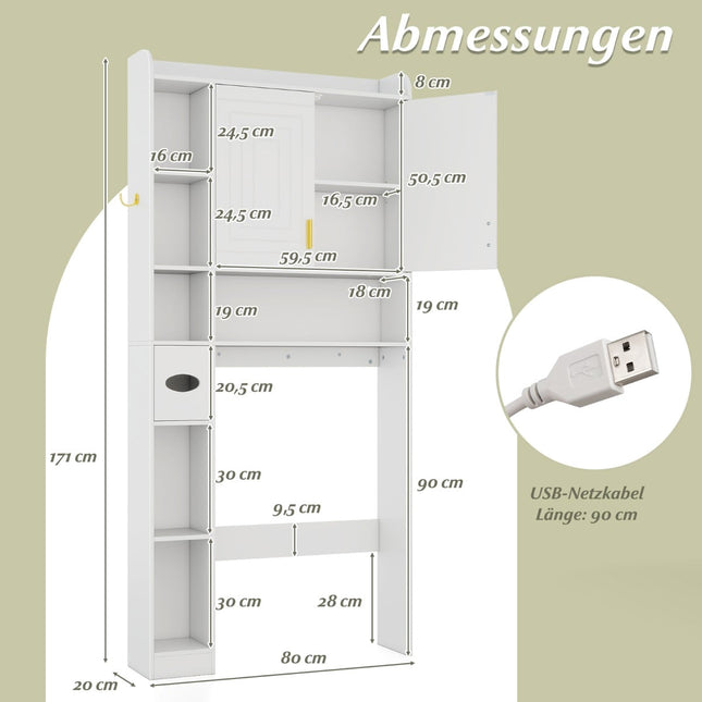 Bovenkast met ledverlichting en verstelbare planken