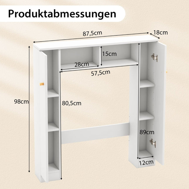 Opbergkastje boven het toilet, verstelbare planken, wit
