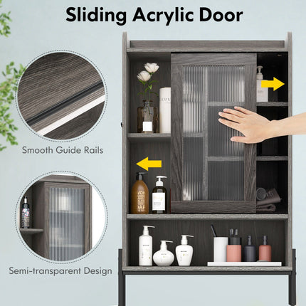 Over Toilet Storage Cabinet – Sliding Acrylic Door, Adjustable Shelves