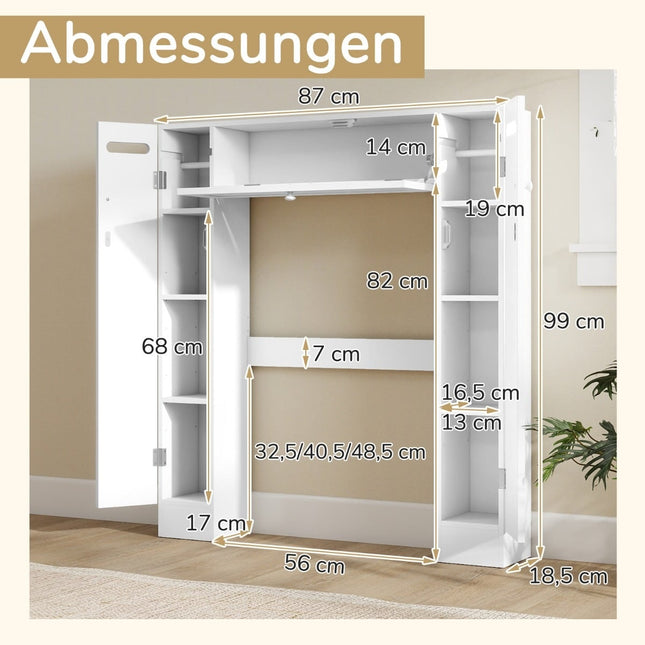 Opbergkastje boven het toilet met verstelbare planken, wit