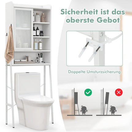 Over-Toilet Storage Cabinet with Sliding Door, Adjustable Shelves