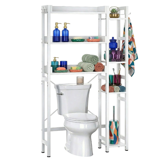 Opbergrek boven het toilet, 3 lagen met zijplanken
