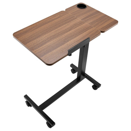 Overbed Table With Wheels, Adjustable Tilt Top, Cup Holder