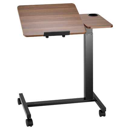 Overbed Table With Wheels, Adjustable Tilt Top, Cup Holder