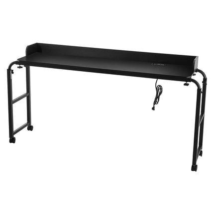 Overbed Table With Wheels, Height Adjustable, Power Outlet