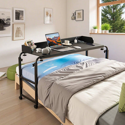 Overbed Table With Wheels, Height Adjustable, Power Outlet