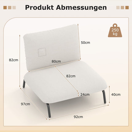 Nadměrné designové křeslo, široký sedák, nosnost 250kg, béžové