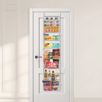 Over-the-Door Pantry Organizer, 9-Tier Steel, White