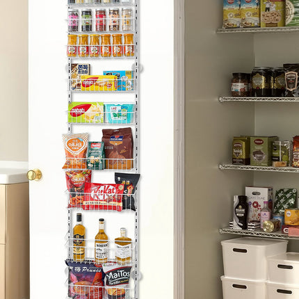 Over-the-Door Pantry Organizer, 9-Tier Steel, White