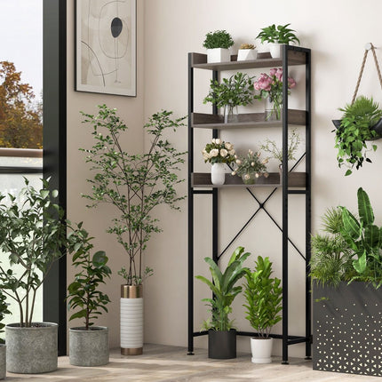 Úložný regál nad WC, 3 police, háčky, nastavitelná tyč