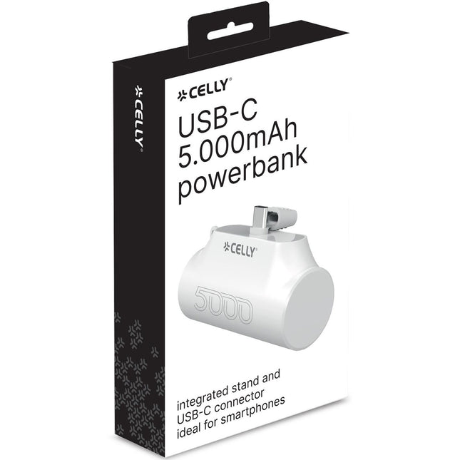 PBC5000 kompaktní powerbanka s konektorem USB-C 10.5W 5000mAh bílá