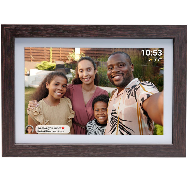 PFF-1042DW 10.1” digitální Wi-Fi fotorámeček se softwarem FRAMEO. Tmavý dřevěný rám.
