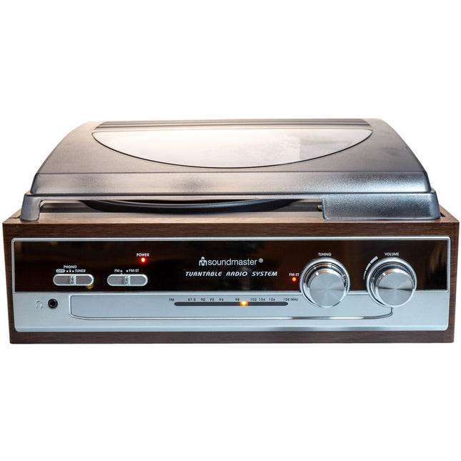 PL186H gramofon s rádiem a vestavěnými reproduktory.