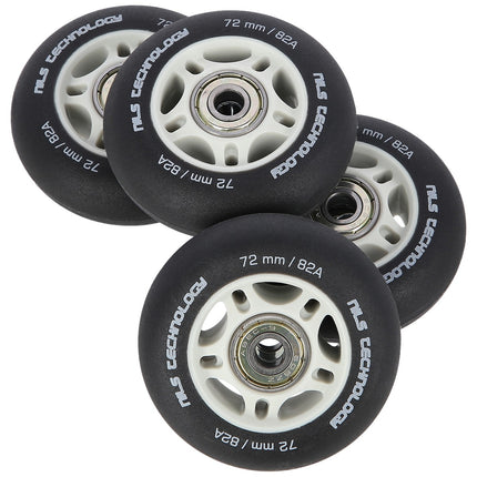 PU 72x24 82A černá kolečka na skateboard a ložiska ABEC-9, sada