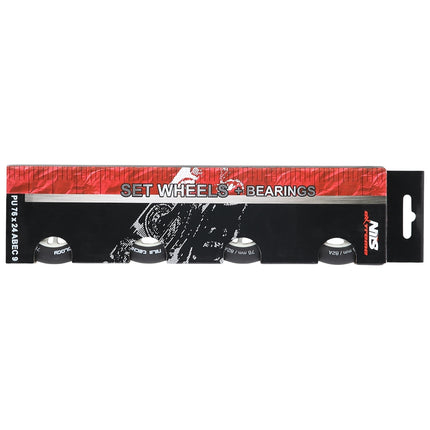 PU 72x24 82A černá kolečka na skateboard a ložiska ABEC-9, sada