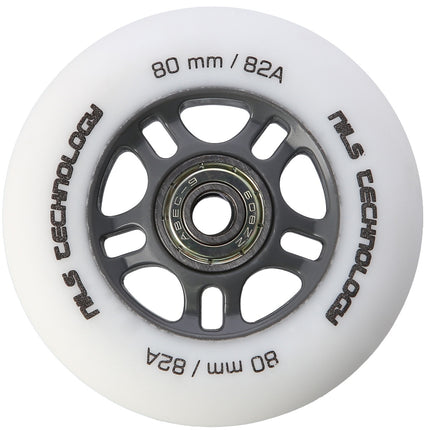 PU 80x24 Wheels, White, 4 Pcs + ABEC-9 Bearings, 8 Pcs Set