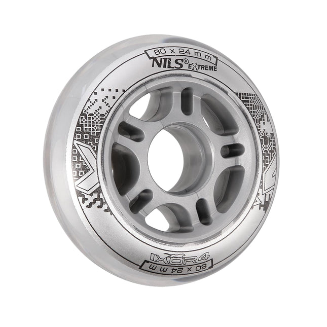 PU 80x24 mm průhledná kolečka na brusle, sada 4 ks