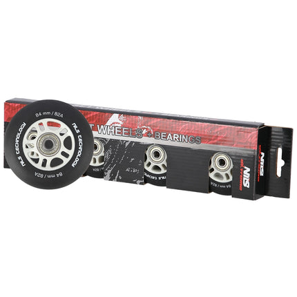 PU 84x24 82A Black Skate Wheels & ABEC-9 Bearings Set