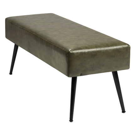 PU Leather Storage Bench, 43 Inch, Metal Legs, Green