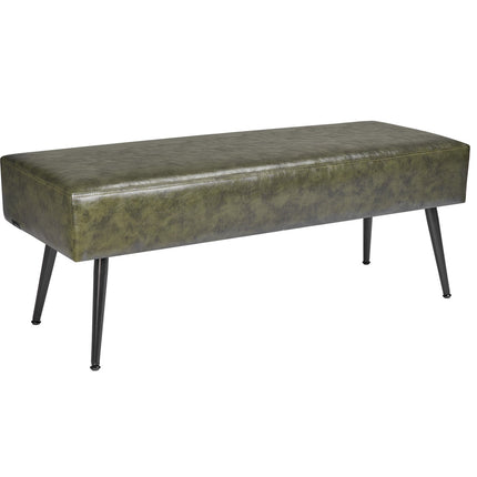 PU Leather Storage Bench, 43 Inch, Metal Legs, Green