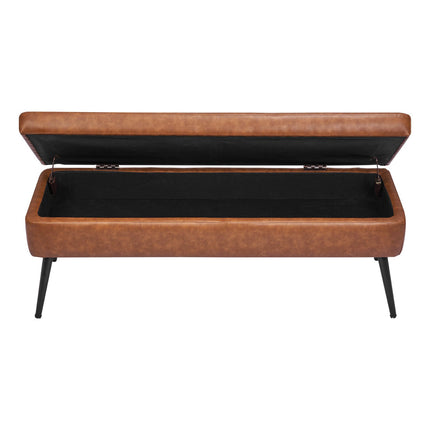 PU Leather Storage Ottoman Bench, 47-Inch, Metal Legs
