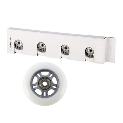PU kolečka 80x24mm bílá (4) + ložiska ABEC-7 (8), sada