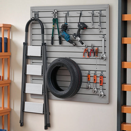 PVC Slatwall Panels 4x4 ft, Grey, 4-Pack, Garage