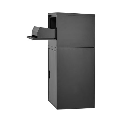 Package Delivery Drop Box With Lock, Steel, 38.6 In, Black