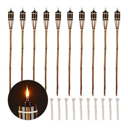 Pack of 10 brown bamboo garden torches