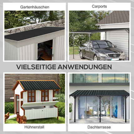 Trapezoidal galvanized roof panels, 129x45 cm, 7 m², weatherproof