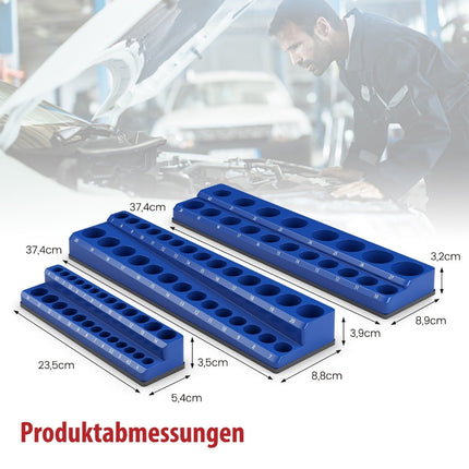 Sada 6 magnetických držáků nástrčných klíčů 1/2 palce, 3/8 palce a 1/4 palce, upevňovací lišta na nástrčné hlavice