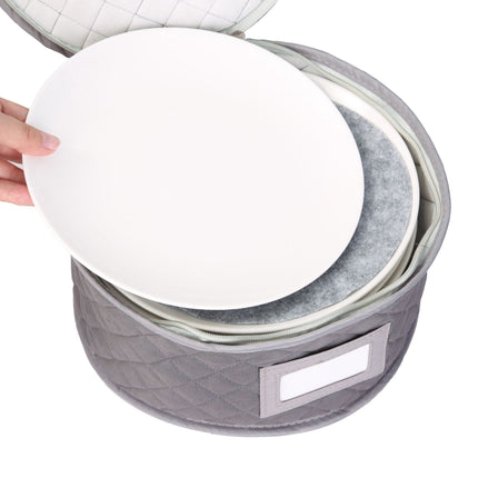 Padded Plate Storage Boxes in 4 Sizes with Felt Dividers, Grey