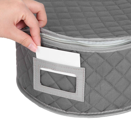 Padded Plate Storage Boxes in 4 Sizes with Felt Dividers, Grey