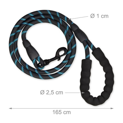 Polstrované vodítko pro psa černé 150 cm